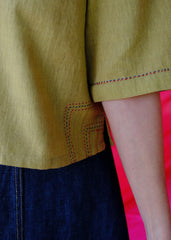 Saath Saath | Khaki Kala Cotton Appliqué Crop Top