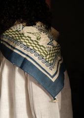 Indigo Bird Wheel Scarf