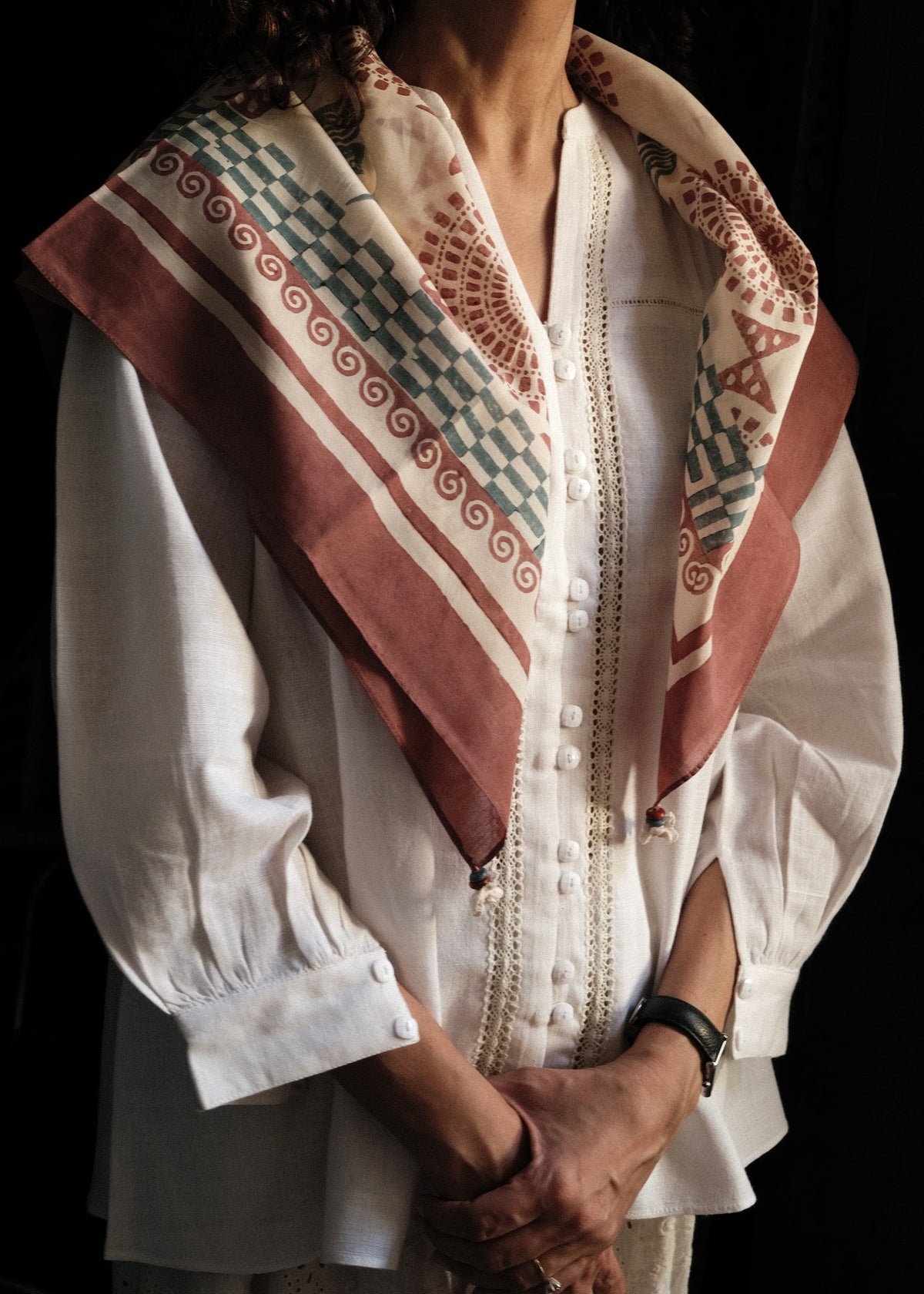 Terracotta Bird Spiral Scarf