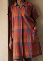 Madras check boxy fit shirt dress