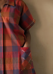 Madras check boxy fit shirt dress