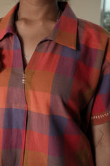 Madras check boxy fit shirt dress