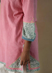 Pink daabu stripes short kurta