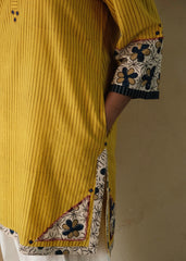Yellow Akola Daabu Stripes Short Kurta