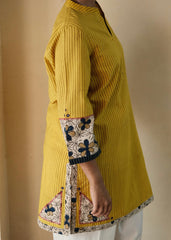 Yellow Akola Daabu Stripes Short Kurta