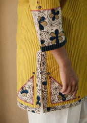 Yellow Akola Daabu Stripes Short Kurta