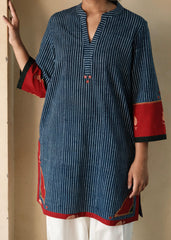 Indigo Akola Daabu Stripes Short Kurta