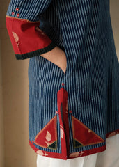 Indigo Akola Daabu Stripes Short Kurta