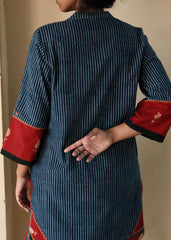 Indigo Akola Daabu Stripes Short Kurta