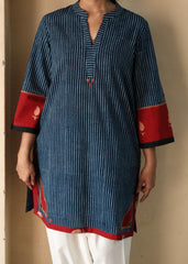Indigo Akola Daabu Stripes Short Kurta