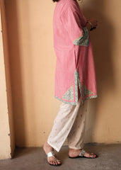 Pink daabu stripes short kurta