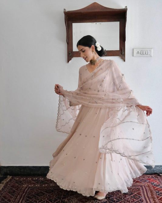 Chand Kali Anarkali in Blush Ivory