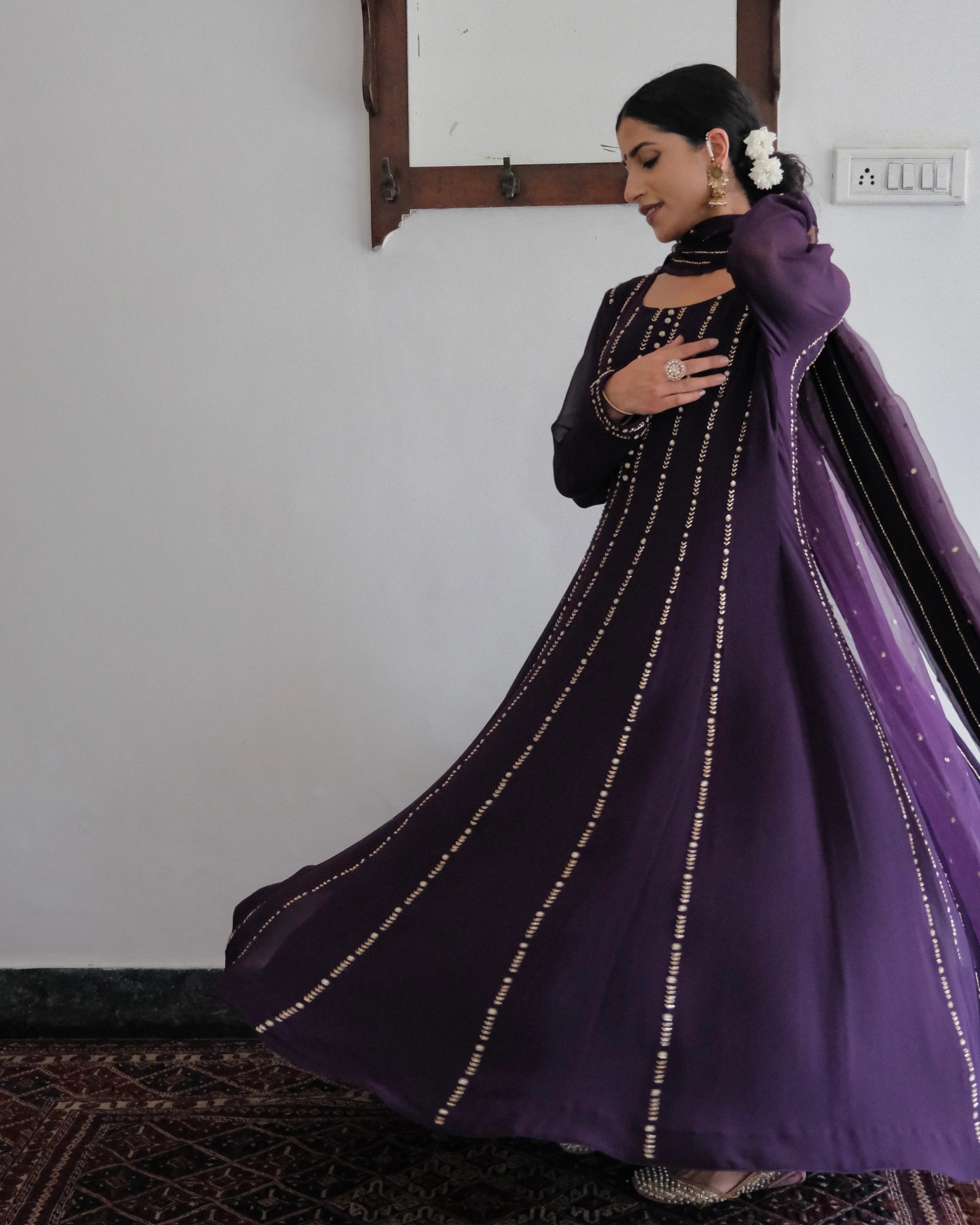 dark purple anarkali dress Buy Purple Anarkali Dress In Art Silk With Embroidery Unstitched