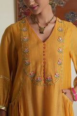 Marigold mul chanderi gota patti long co ord set