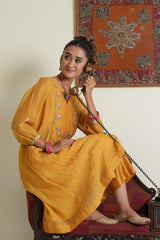 Marigold mul chanderi gota patti long co ord set