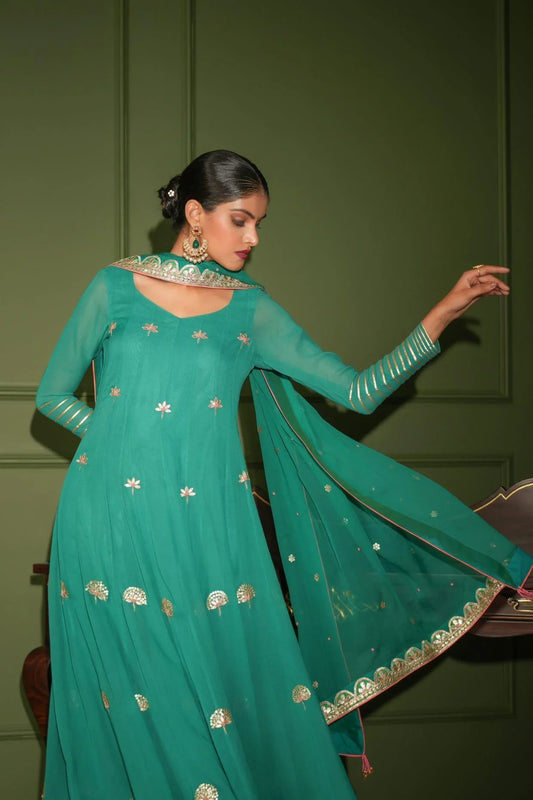 Irish green gota patti anarkali set - Sohni