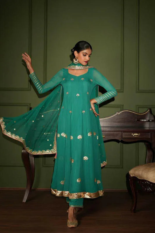 Irish green gota patti anarkali set - Sohni