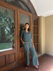 Forest green handloom cotton short co ord set