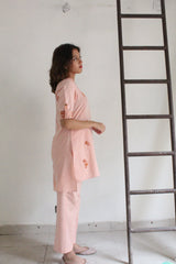 Peach pink co-ord set with appliqué - Sohni
