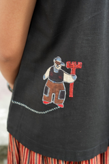Black Slub Cotton Farmer Top