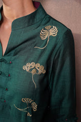 Pine Green Dual-Tone Silk Co-ord Set