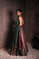 Mulberry-Pine Banarasi Georgette Lehenga Set