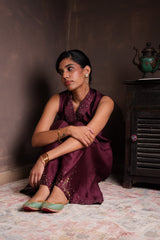 Mulberry Silk Brocade Vest-Pant Set