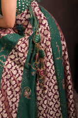 Mulberry-Pine Banarasi Georgette Lehenga Set