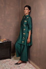 Pine Green Dual-Tone Silk Co-ord Set