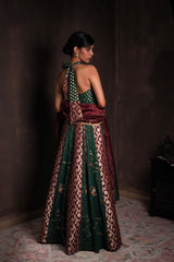Mulberry-Pine Banarasi Georgette Lehenga Set