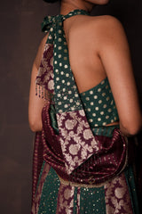 Mulberry-Pine Banarasi Georgette Lehenga Set