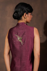 Mulberry Silk Brocade Vest-Pant Set