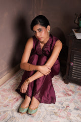 Mulberry Silk Brocade Vest-Pant Set