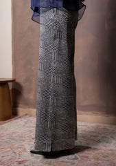 Midnight Blue Organza Shirt with Banarasi Khaddi Georgette Brocade Pants