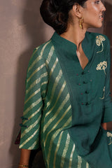 Pine Green Dual-Tone Silk Co-ord Set