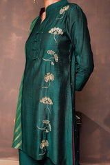 Pine Green Dual-Tone Silk Co-ord Set