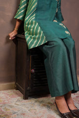Pine Green Dual-Tone Silk Co-ord Set