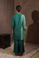 Pine Green Dual-Tone Silk Co-ord Set