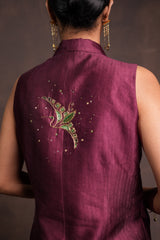 Mulberry Silk Brocade Vest-Pant Set