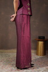 Mulberry Silk Brocade Vest-Pant Set