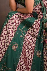 Mulberry-Pine Banarasi Georgette Lehenga Set