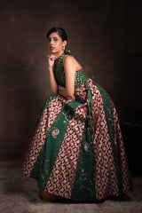 Mulberry-Pine Banarasi Georgette Lehenga Set