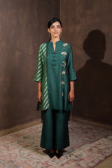Pine Green Dual-Tone Silk Co-ord Set