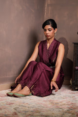 Mulberry Silk Brocade Vest-Pant Set