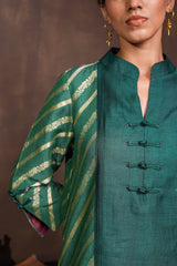 Pine Green Dual-Tone Silk Co-ord Set