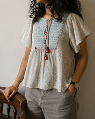 Ivory & Indigo Ajrakh Print Linen Top