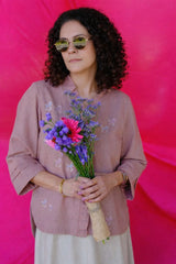 Saath Saath | Dusty Pink Kala Cotton Frill Overlap Top