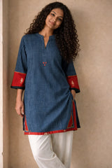 Indigo Akola Daabu Stripes Short Kurta