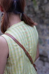 Yellow-Green Handwoven Check Cotton Shift Dress