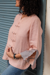 Dusty Pink Linen Pankou Top
